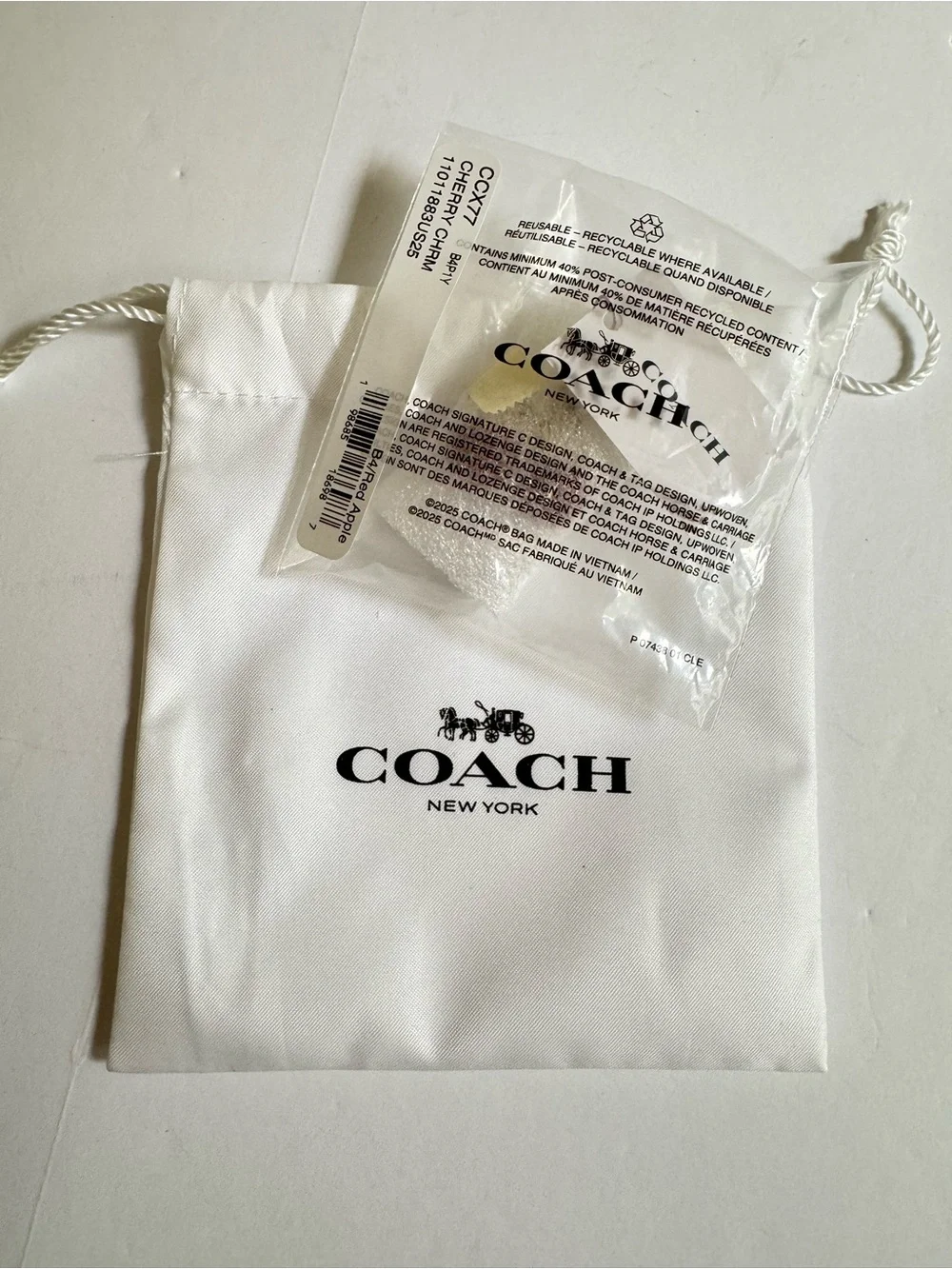 Coach CCX77 DIY Cherry Charm Brass Red Apple NWT Dust Bag
